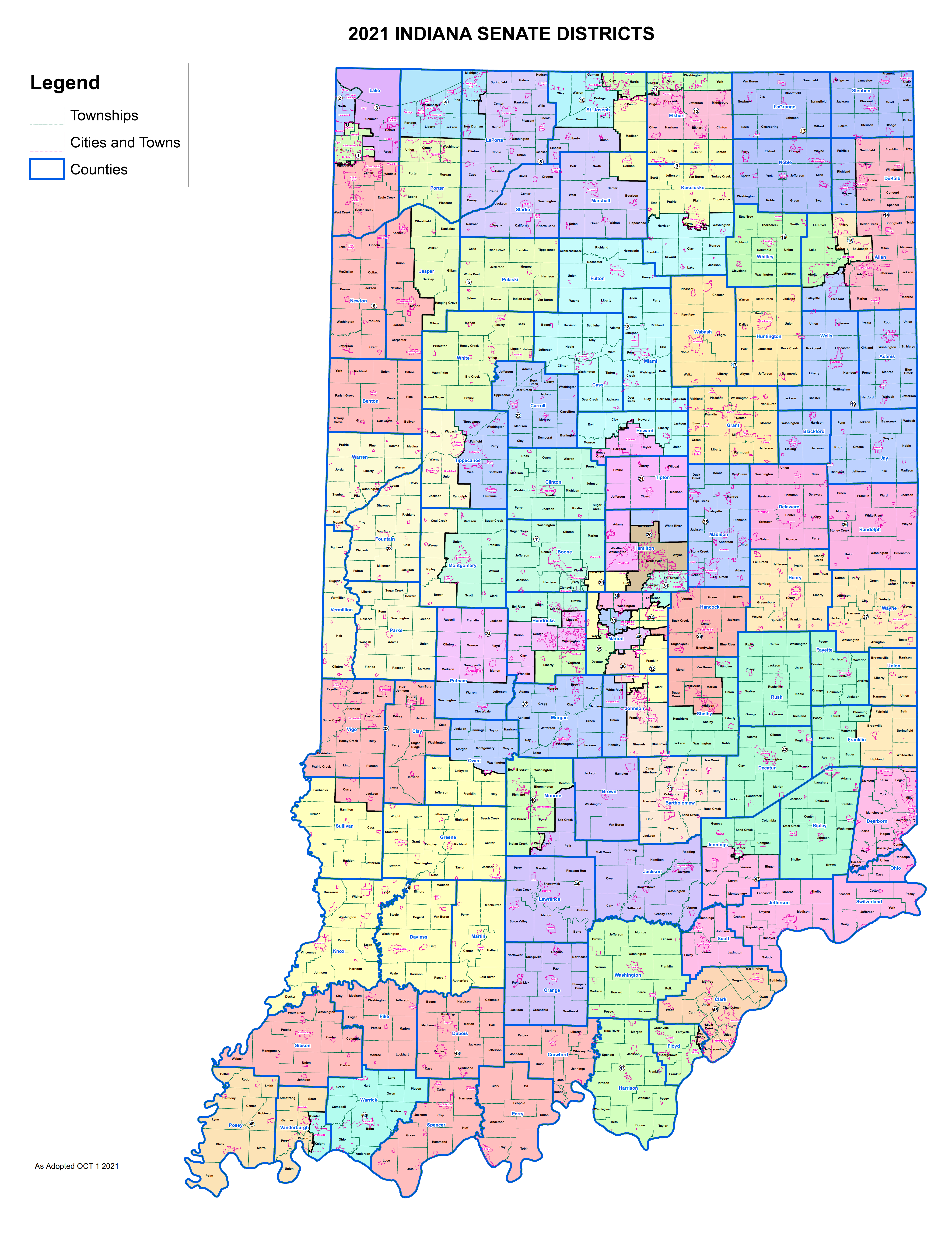 Indiana enacted state Senate map.png